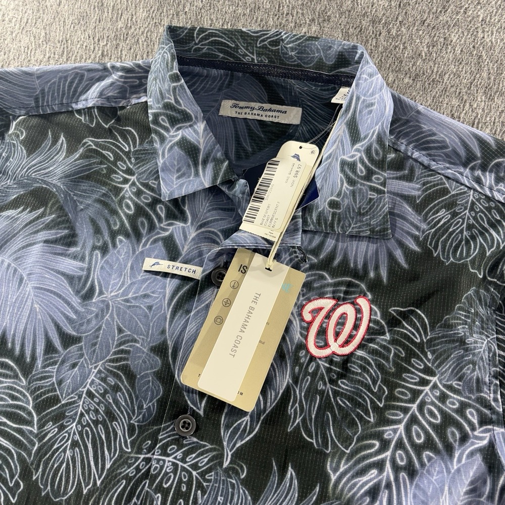 TOMMY BAHAMA IslandZone Washington Nationals Stretch Camp Shirt Size Small